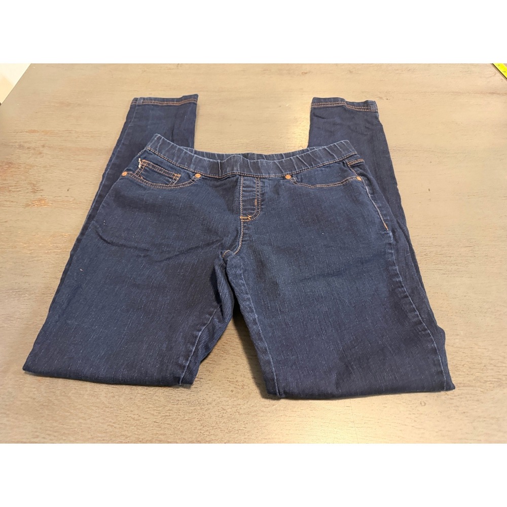 Faded Glory Womens Dark Wash Pull On Jeggings Size 8 Denim Skinny Pants Indigo